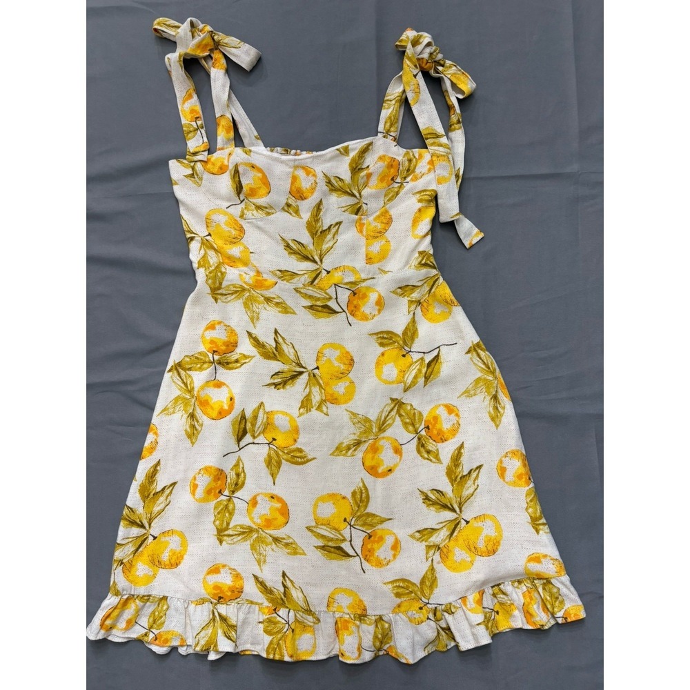 Urban Outfitters Yellow Floral Print Sleeveless Ruffle Dress Size XS